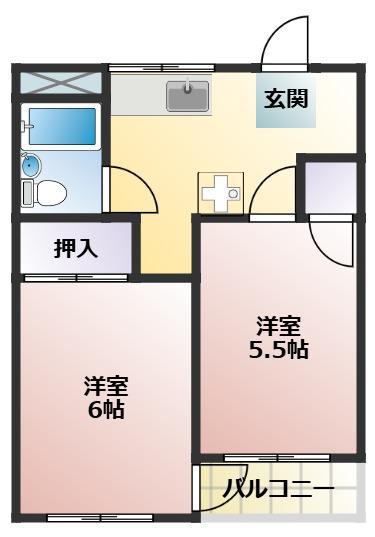 ハイコーポ谷野(2K/3階)の間取り写真