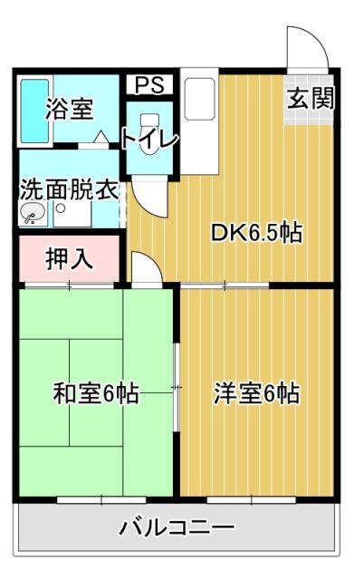 高橋コーポ(2DK/2階)の間取り写真