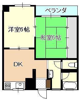 レジデンス中山(2DK/3階)の間取り写真