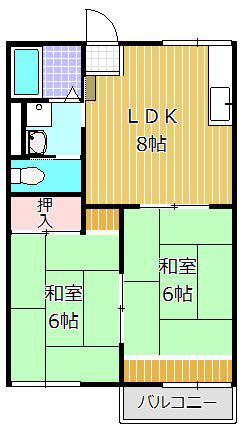 新上野ハイツ(2LDK/1階)の間取り写真