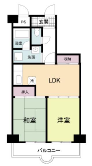 都島北通マンション(2LDK/4階)の間取り写真