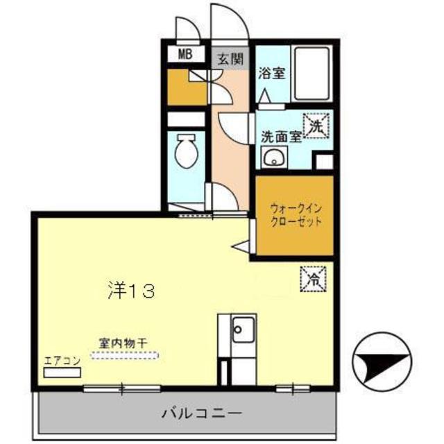 ソワサントゥヴァレ(ワンルーム/1階)の間取り写真