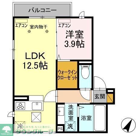 NK香取(1LDK/1階)の間取り写真