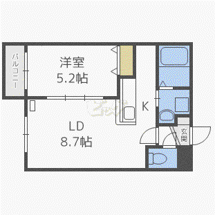 サンステージ琴似2-2(1LDK/4階)の間取り写真