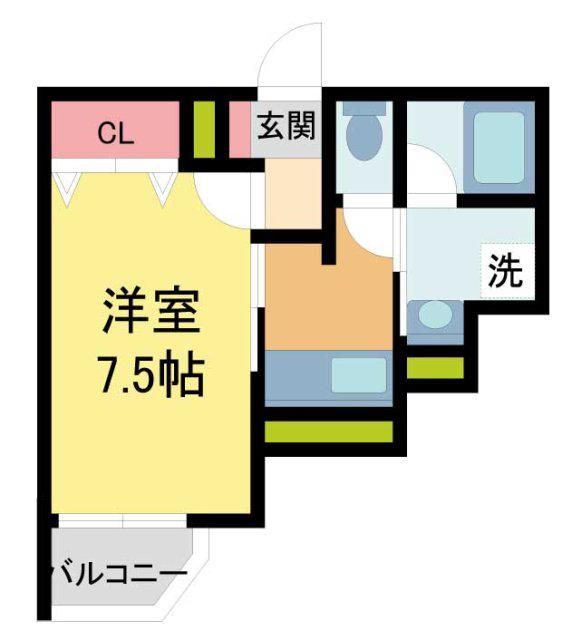 BRILLIO石橋II(1K/2階)の間取り写真