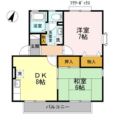 グレイスプラザⅡ(2DK/2階)の間取り写真