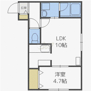 ブロッサム琴似(1LDK/1階)の間取り写真