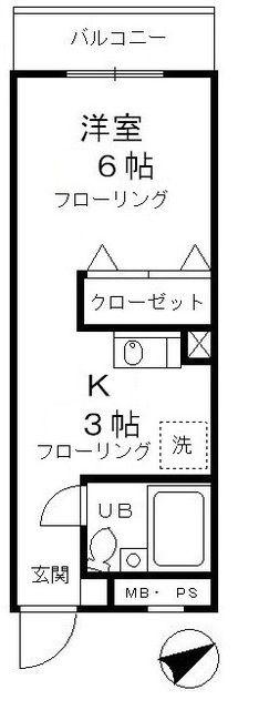 昭島コートエレガンスB(ワンルーム/2階)の間取り写真