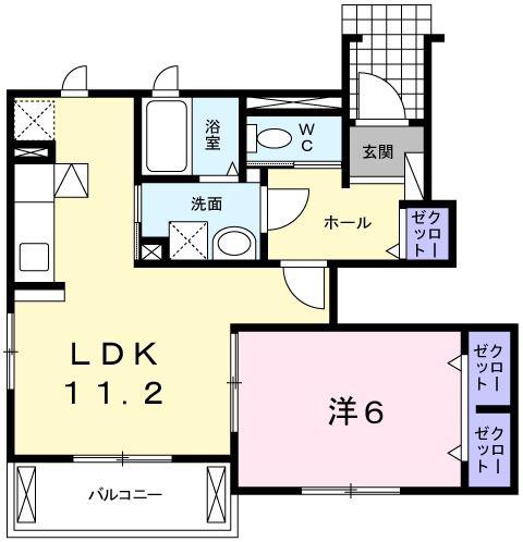 舞子坂ヒルズ(1LDK/1階)の間取り写真