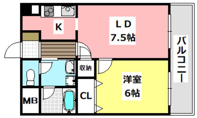 サウスコートアイ(1LDK/1階)の間取り写真
