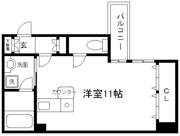 五条セフィーマンション(1K/5階)の間取り写真