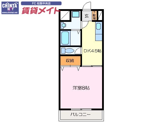サンハイツイトウ C棟(1DK/3階)の間取り写真