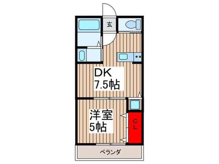 牧野マンション(1DK/2階)の間取り写真