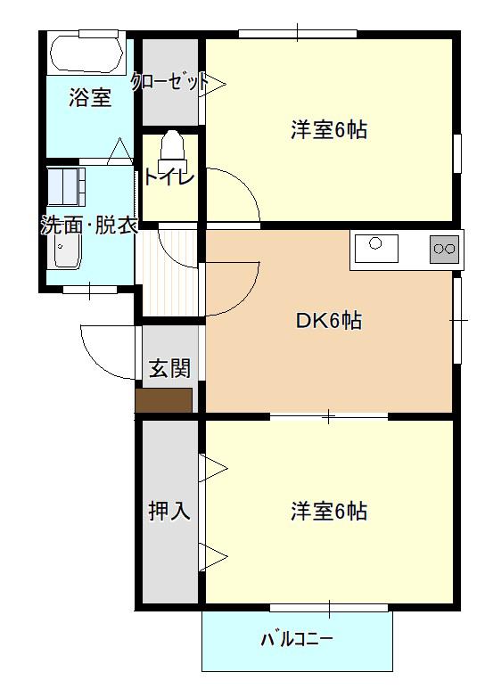 フォブール先山I(2DK/2階)の間取り写真