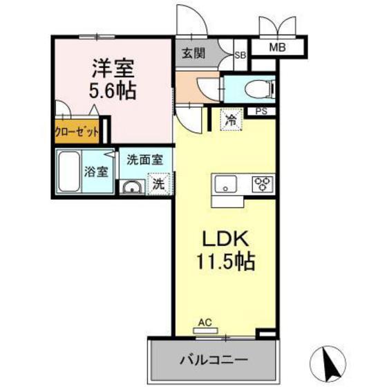 メセナ寺家(1LDK/1階)の間取り写真