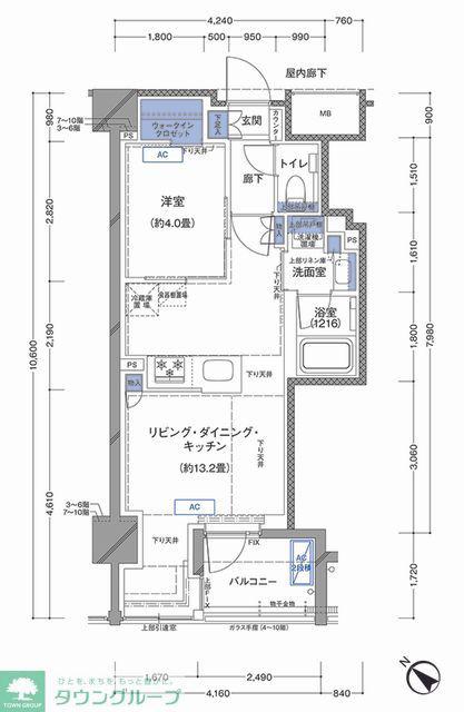 ラティエラ横濱大通公園(1LDK/5階)の間取り写真