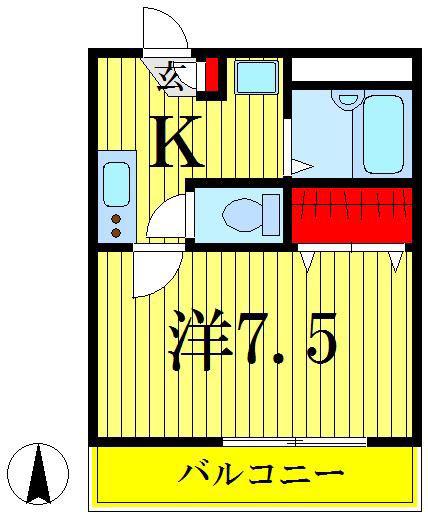 メゾンユタカ(1K/2階)の間取り写真