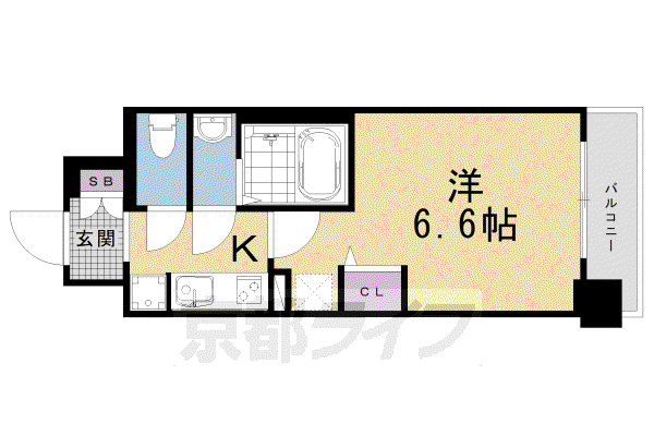 プラシード京都(1K/2階)の間取り写真