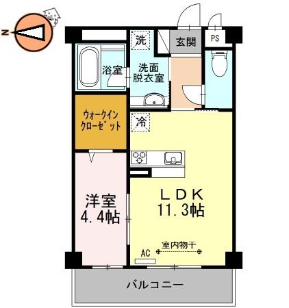 セレーナ沖浜(1LDK/1階)の間取り写真
