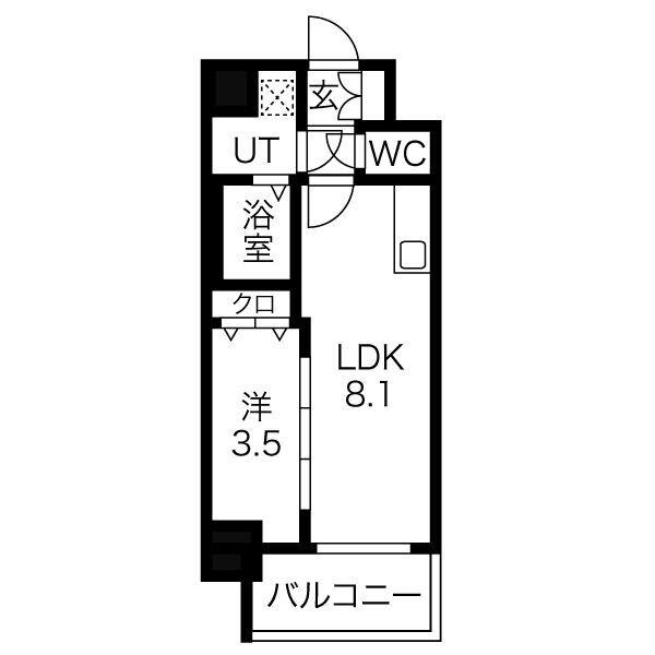 SOLメイクス新栄(1LDK/7階)の間取り写真