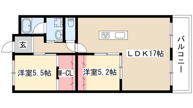 ベルハイツ司(2LDK/1階)の間取り写真