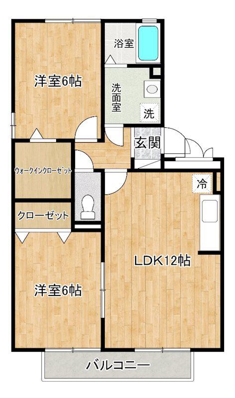 グリーンヒル ミチホB(2LDK/1階)の間取り写真