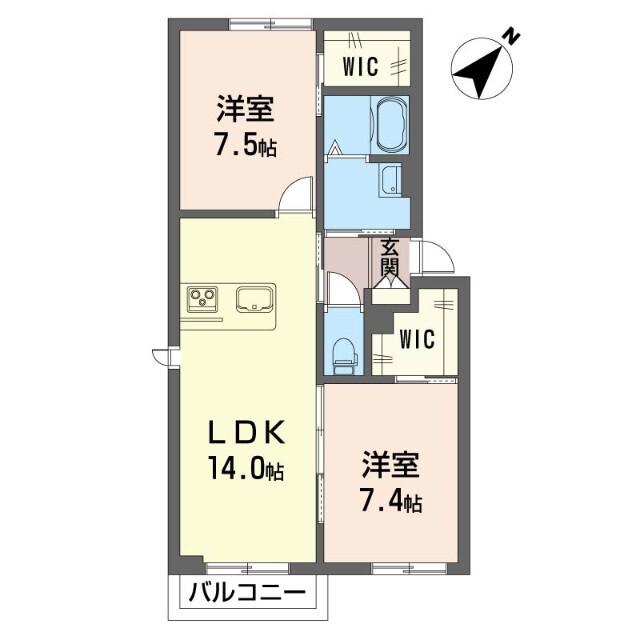ハミングバード(2LDK/1階)の間取り写真
