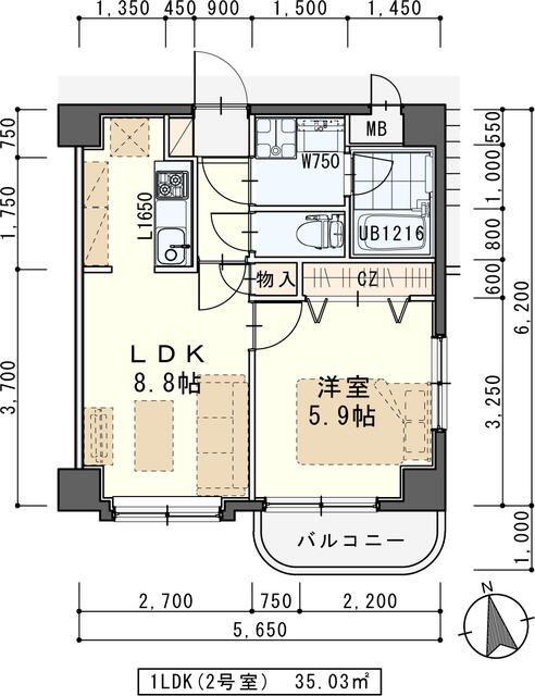 クラベール(1LDK/3階)の間取り写真
