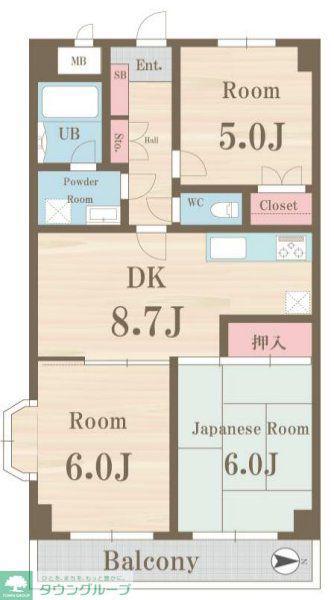 グランメール上北沢(3DK/2階)の間取り写真