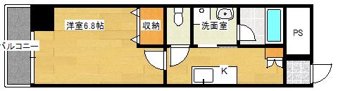PABLO観音本町II(1K/1階)の間取り写真