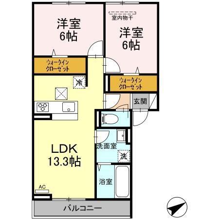 グランツ(2LDK/1階)の間取り写真