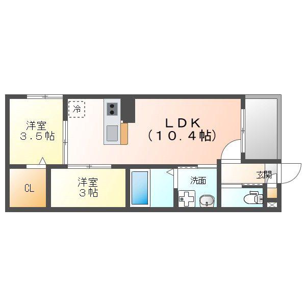 REGALEST野並(2LDK/1階)の間取り写真