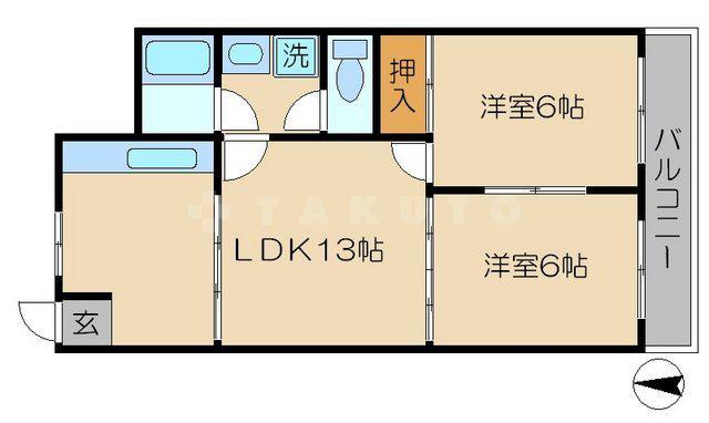 詩仙ハイム(2LDK/3階)の間取り写真
