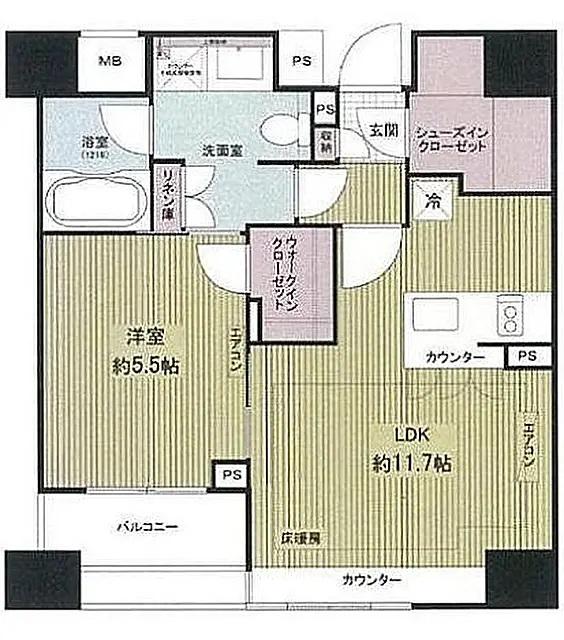 コンポジット日本橋(1LDK/8階)の間取り写真