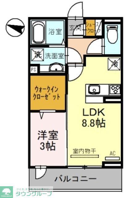 AZURE(1LDK/2階)の間取り写真