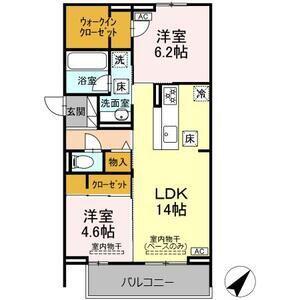 SHINE FORT(2LDK/1階)の間取り写真