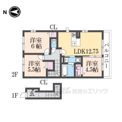 ファミーユASUKA(3LDK/2階)の間取り写真