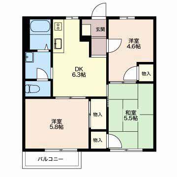 青空パレス(3DK/1階)の間取り写真