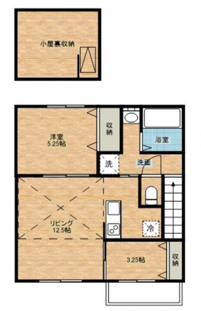 エピーク下中条A棟(2LDK/2階)の間取り写真