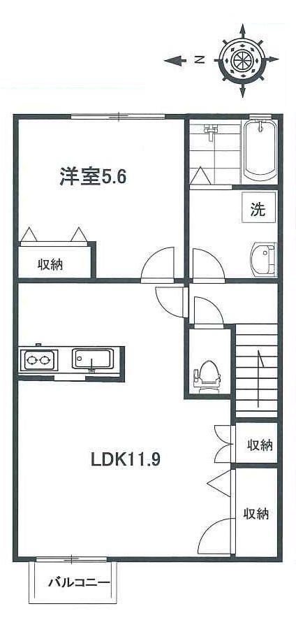 EURUS(1LDK/2階)の間取り写真