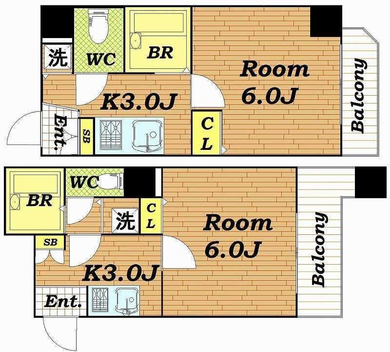 U-RO新大阪(1K/5階)の間取り写真