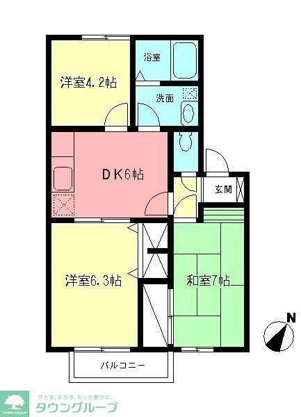 ガーデンテラス壱番館(3DK/2階)の間取り写真