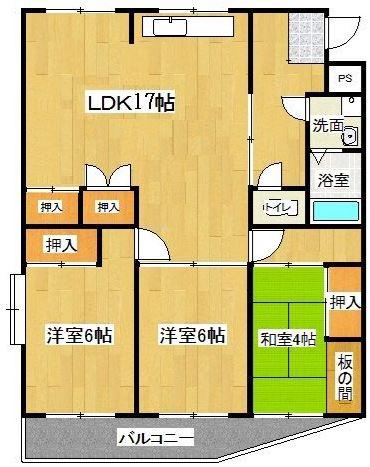 竹野屋ビル(4LDK/3階)の間取り写真
