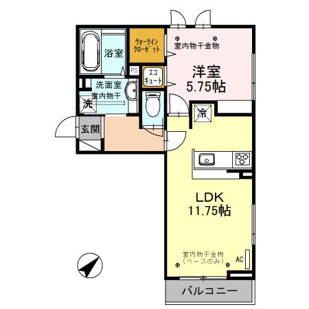 ハイデルビー(1LDK/2階)の間取り写真