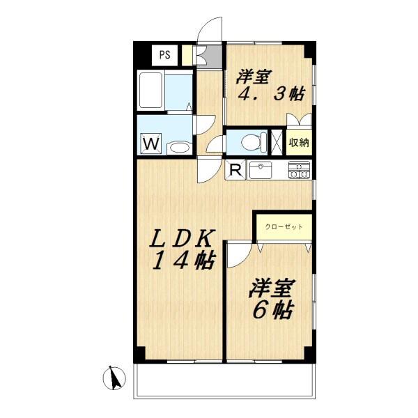 グレートヒルズ(2LDK/1階)の間取り写真