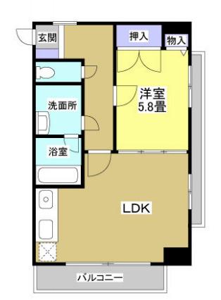 アズビオス元城(1LDK/6階)の間取り写真