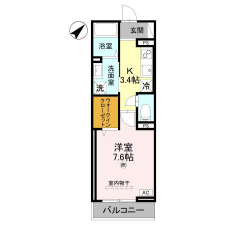 レジデンス尾上町(1K/3階)の間取り写真