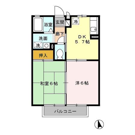 ブリーズ日高(2DK/2階)の間取り写真