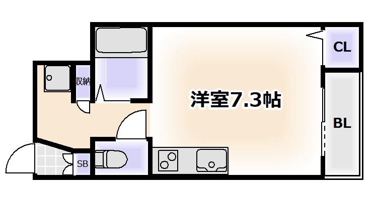 フェリーチェ鶴ヶ丘(ワンルーム/3階)の間取り写真