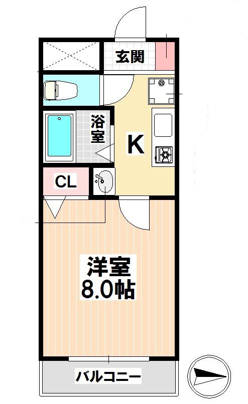 プティリヴィエール(1K/2階)の間取り写真